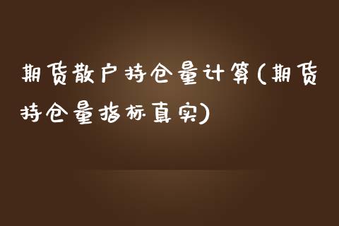 期货散户持仓量计算(期货持仓量指标真实)_https://www.boyangwujin.com_期货直播间_第1张