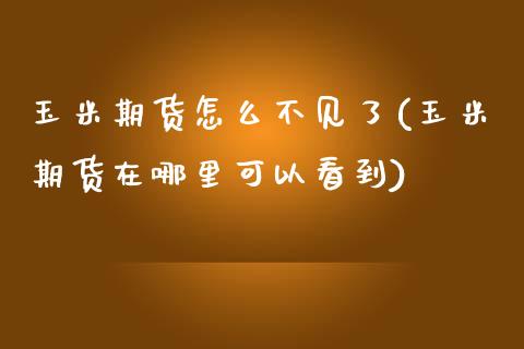 玉米期货怎么不见了(玉米期货在哪里可以看到)_https://www.boyangwujin.com_纳指期货_第1张