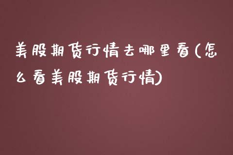 美股期货行情去哪里看(怎么看美股期货行情)_https://www.boyangwujin.com_道指期货_第1张