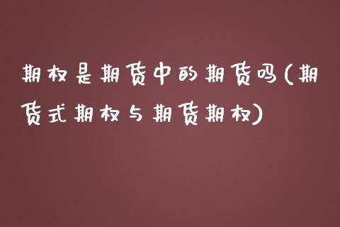 期权是期货中的期货吗(期货式期权与期货期权)_https://www.boyangwujin.com_恒指期货_第1张