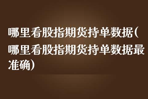 哪里看股指期货持单数据(哪里看股指期货持单数据最准确)_https://www.boyangwujin.com_原油直播间_第1张