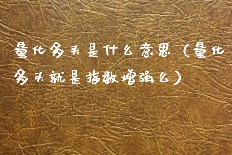 量化多头是什么意思（量化多头就是指数增强么）_https://www.boyangwujin.com_期货直播间_第1张