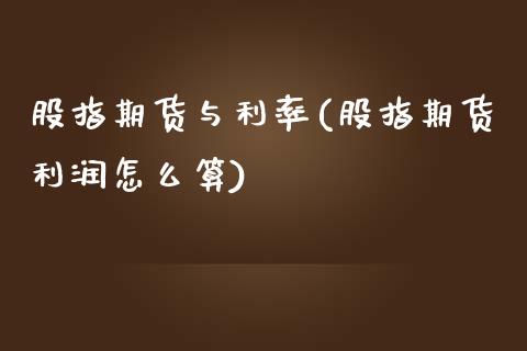 股指期货与利率(股指期货利润怎么算)_https://www.boyangwujin.com_原油期货_第1张