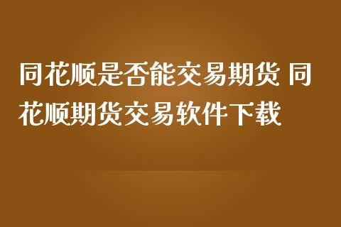 同花顺是否能交易期货 同花顺期货交易软件下载_https://www.boyangwujin.com_期货直播间_第1张