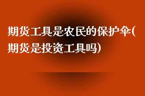 期货工具是农民的保护伞(期货是投资工具吗)_https://www.boyangwujin.com_恒生指数_第1张
