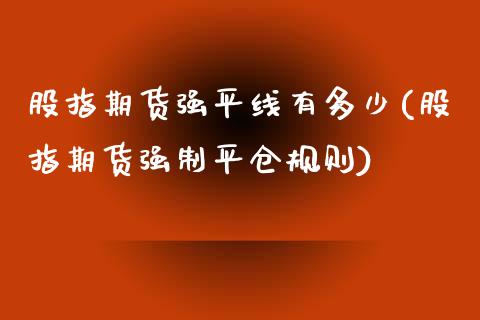 股指期货强平线有多少(股指期货强制平仓规则)_https://www.boyangwujin.com_期货直播间_第1张