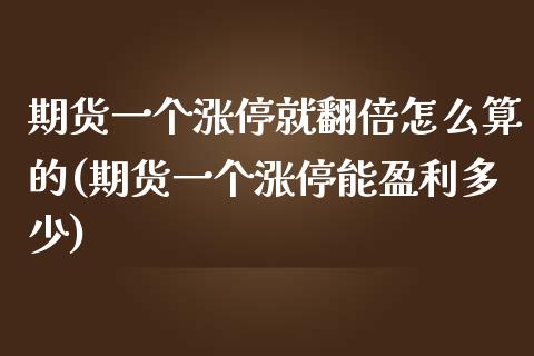 期货一个涨停就翻倍怎么算的(期货一个涨停能盈利多少)
