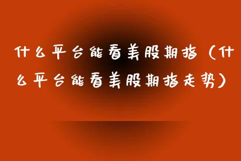 什么平台能看美股期指（什么平台能看美股期指走势）_https://www.boyangwujin.com_黄金期货_第1张