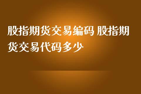 股指期货交易编码 股指期货交易代码多少_https://www.boyangwujin.com_道指期货_第1张