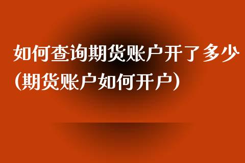 如何查询期货账户开了多少(期货账户如何开户)_https://www.boyangwujin.com_内盘期货_第1张