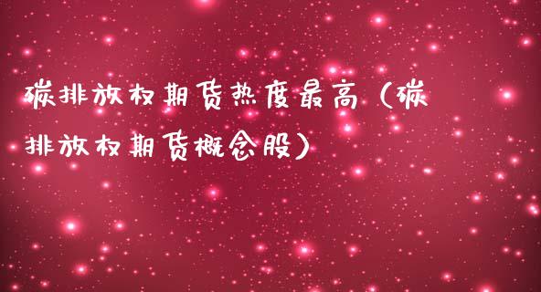 碳排放权期货热度最高（碳排放权期货概念股）_https://www.boyangwujin.com_期货直播间_第1张
