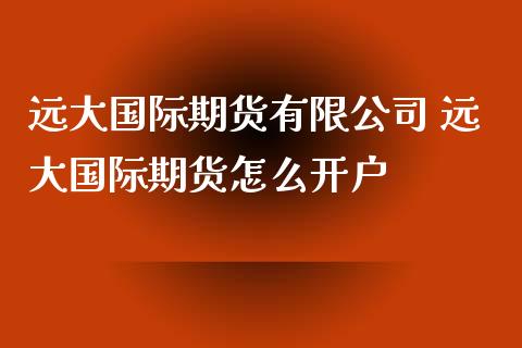 远大国际期货有限公司 远大国际期货怎么开户