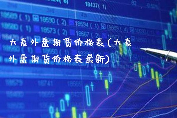 大麦外盘期货价格表(大麦外盘期货价格表最新)_https://www.boyangwujin.com_原油期货_第1张