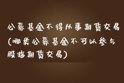 公募基金不得从事期货交易(哪类公募基金不可以参与股指期货交易)_https://www.boyangwujin.com_纳指期货_第1张