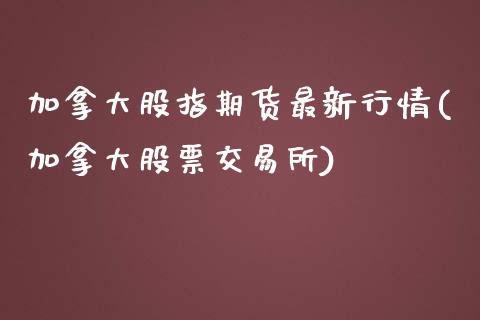 加拿大股指期货最新行情(加拿大股票交易所)_https://www.boyangwujin.com_黄金期货_第1张