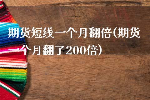 期货短线一个月翻倍(期货一个月翻了200倍)_https://www.boyangwujin.com_期货直播间_第1张
