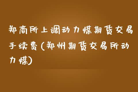 郑商所上调动力煤期货交易手续费(郑州期货交易所动力煤)_https://www.boyangwujin.com_期货开户_第1张