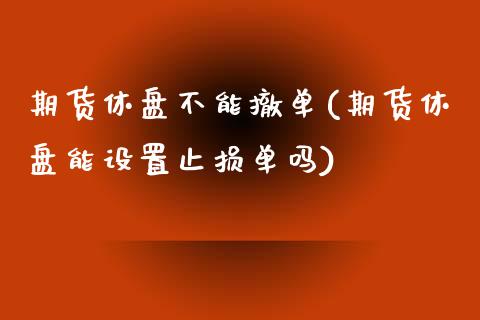 期货休盘不能撤单(期货休盘能设置止损单吗)_https://www.boyangwujin.com_恒生指数_第1张