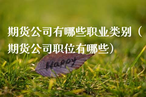 期货公司有哪些职业类别（期货公司职位有哪些）