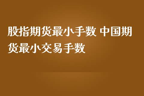 股指期货最小手数 中国期货最小交易手数_https://www.boyangwujin.com_期货直播间_第1张