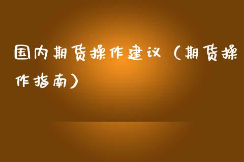 国内期货操作建议（期货操作指南）_https://www.boyangwujin.com_黄金期货_第1张