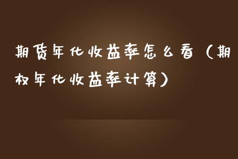 期货年化收益率怎么看（期权年化收益率计算）_https://www.boyangwujin.com_期货直播间_第1张