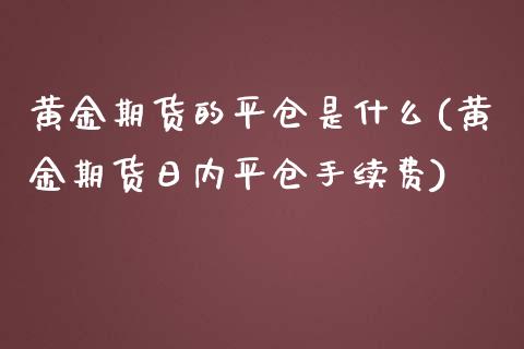 黄金期货的平仓是什么(黄金期货日内平仓手续费)_https://www.boyangwujin.com_期货直播间_第1张