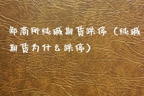 郑商所纯碱期货跌停（纯碱期货为什么跌停）_https://www.boyangwujin.com_原油期货_第1张