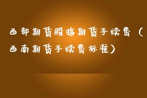 西部期货股指期货手续费（西南期货手续费标准）