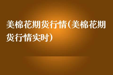 美棉花期货行情(美棉花期货行情实时)