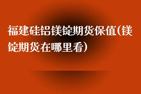 福建硅铝镁锭期货保值(镁锭期货在哪里看)_https://www.boyangwujin.com_期货开户_第1张
