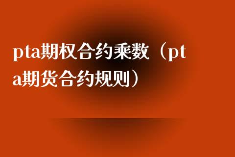 pta期权合约乘数（pta期货合约规则）