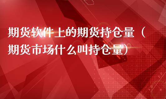 期货软件上的期货持仓量（期货市场什么叫持仓量）