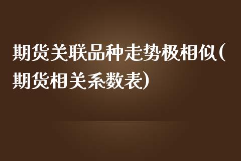 期货关联品种走势极相似(期货相关系数表)