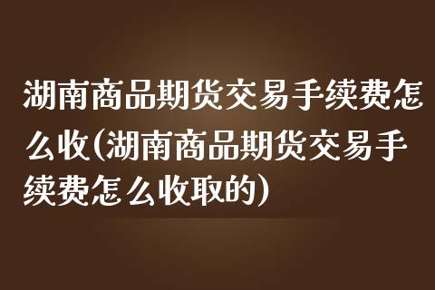 湖南商品期货交易手续费怎么收(湖南商品期货交易手续费怎么收取的)