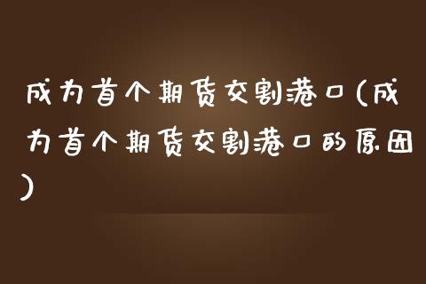 成为首个期货交割港口(成为首个期货交割港口的原因)_https://www.boyangwujin.com_恒生指数_第1张