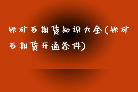 铁矿石期货知识大全(铁矿石期货开通条件)_https://www.boyangwujin.com_内盘期货_第1张