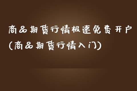商品期货行情极速免费开户(商品期货行情入门)
