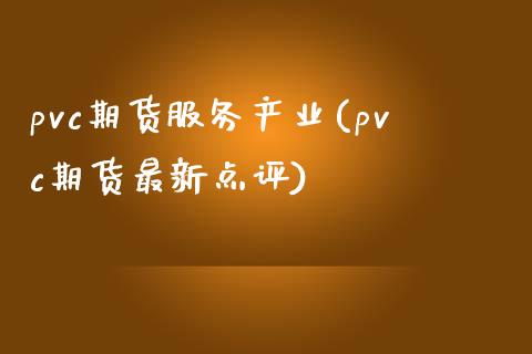 pvc期货服务产业(pvc期货最新点评)