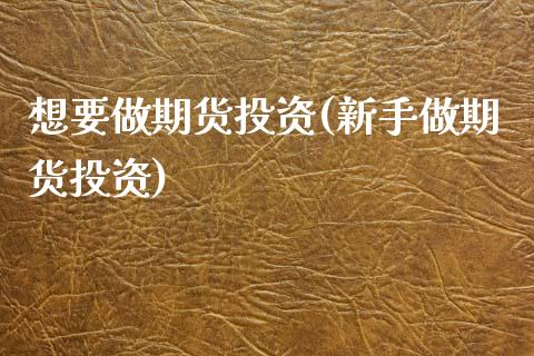 想要做期货投资(新手做期货投资)_https://www.boyangwujin.com_期货直播间_第1张