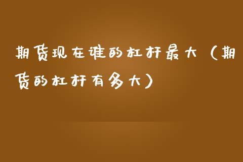 期货现在谁的杠杆最大（期货的杠杆有多大）_https://www.boyangwujin.com_期货直播间_第1张