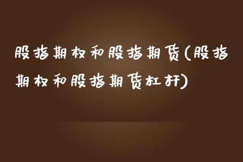 股指期权和股指期货(股指期权和股指期货杠杆)_https://www.boyangwujin.com_期货直播间_第1张