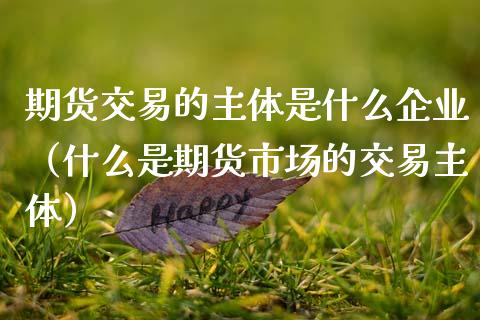 期货交易的主体是什么企业（什么是期货市场的交易主体）_https://www.boyangwujin.com_期货直播间_第1张