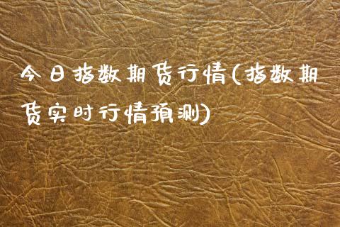 今日指数期货行情(指数期货实时行情预测)_https://www.boyangwujin.com_纳指期货_第1张