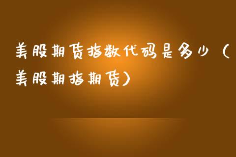 美股期货指数代码是多少（美股期指期货）