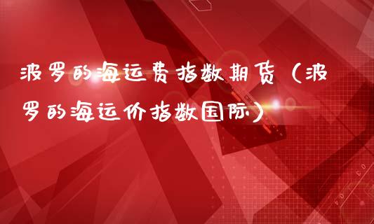 波罗的海运费指数期货（波罗的海运价指数国际）