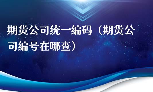 期货公司统一编码（期货公司编号在哪查）_https://www.boyangwujin.com_原油期货_第1张