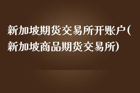 新加坡期货交易所开账户(新加坡商品期货交易所)