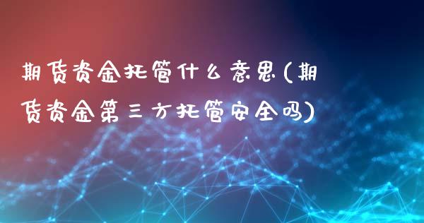 期货资金托管什么意思(期货资金第三方托管安全吗)_https://www.boyangwujin.com_原油直播间_第1张