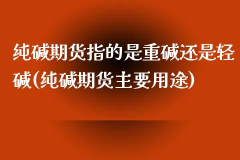 纯碱期货指的是重碱还是轻碱(纯碱期货主要用途)_https://www.boyangwujin.com_期货直播间_第1张